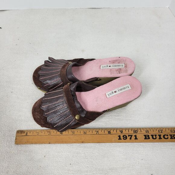 Tommy Girl Clogs Womens Size 6M Tassel Kiltie Leather Shoes Clog City School - Picture 6 of 11